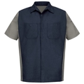 Workwear Outfitters Men's Short Sleeve Two-Tone Crew Shirt Charcoal/Grey, 4XL SY20CG-SS-4XL
